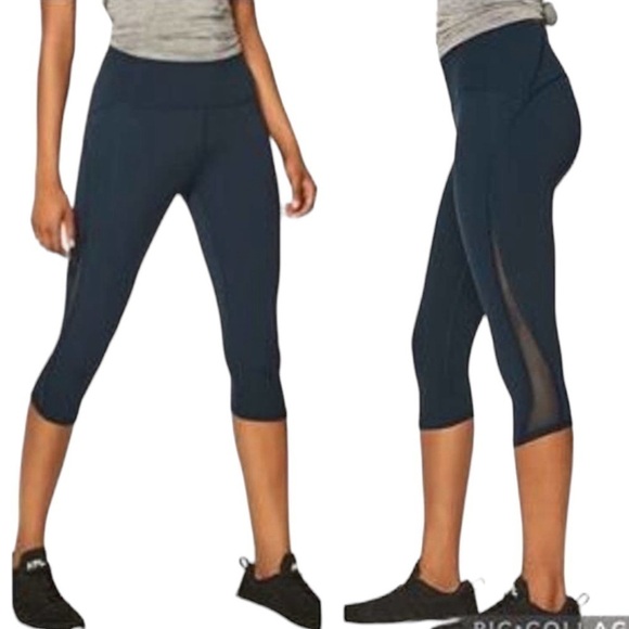 Lululemon Train Times Crop 17" Inseam Legging Nocturnal Teal Blue High Rise Sz 6 - Picture 1 of 10